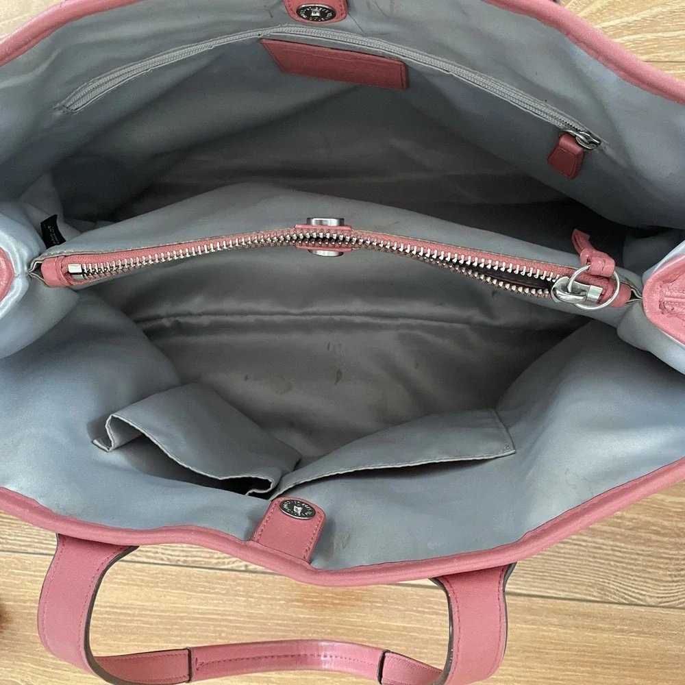 Coach 19681 Perforated Leather Carryall Satchel‎ Shoulder Bag Tote Coral Pink